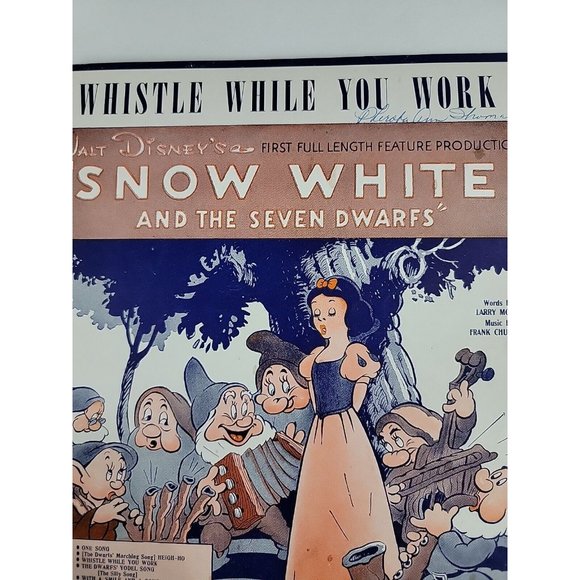 1937 Whistle While You Work Sheet Music Snow White and the 7 Dwarfs Walt Disney - Picture 2 of 8